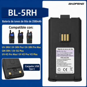 BATERÍA PARA BAOFENG UV-5RH U OTROS TIPO C